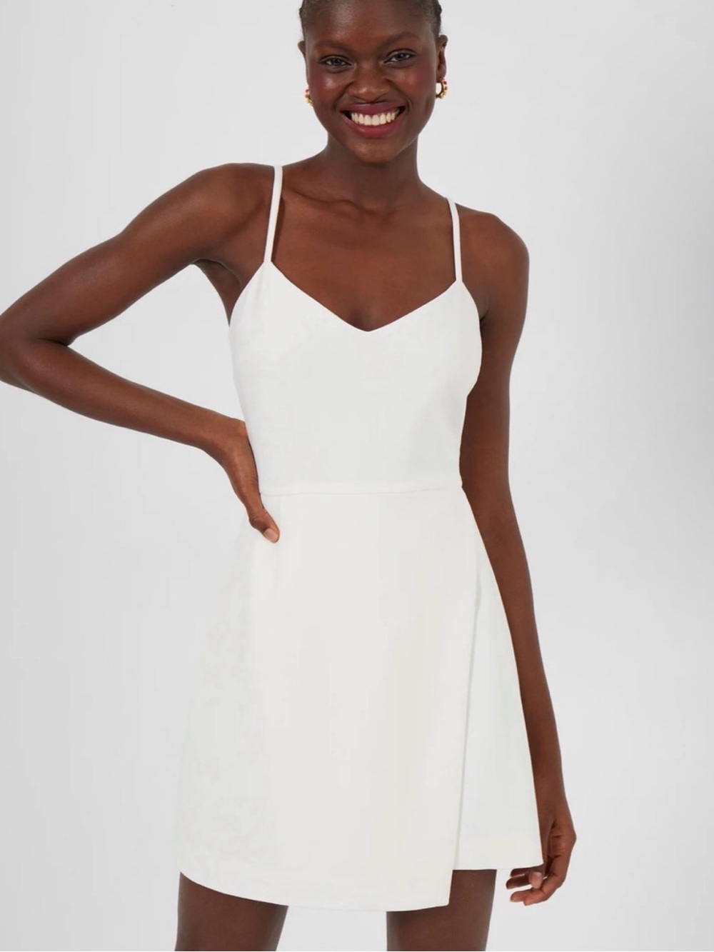 White Spaghetti Strap A-Line Dress